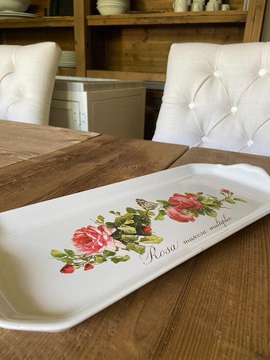 Other - French porcelain serving tray, vintage floral serving platter, botanical rose